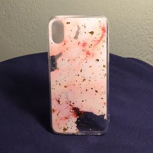Pink marble with gold foil iPhone X, 8
